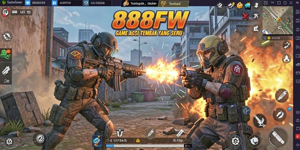 Screenshot gameplay menampilkan aksi tembak-menembak yang mendebarkan.