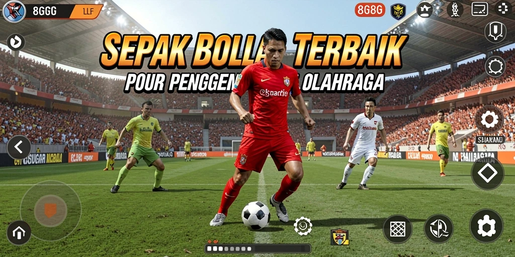 Gameplay seru dari 8G8G dengan aksi sepak bola menegangkan.