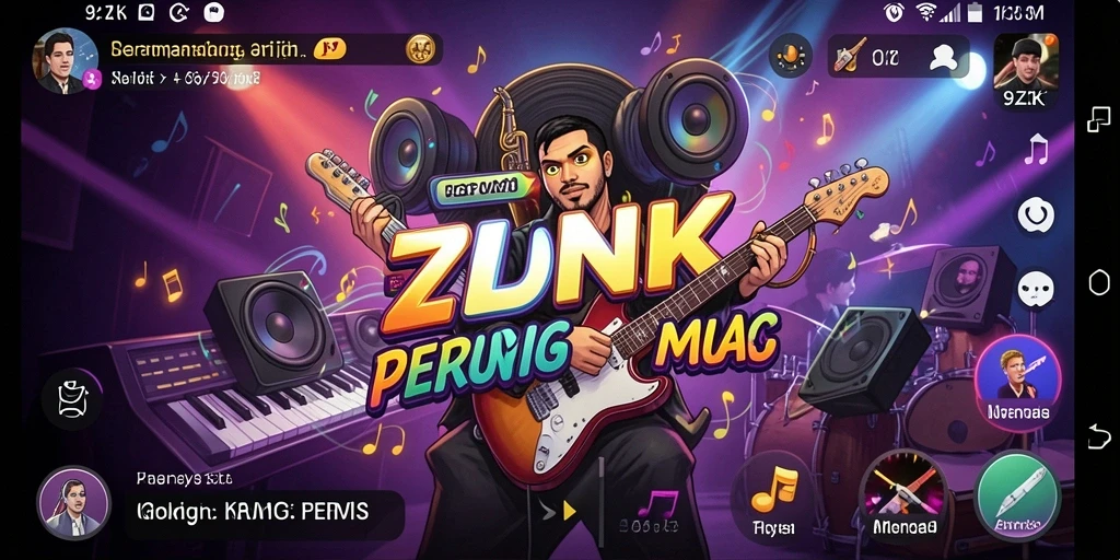 Screenshot gameplay <strong>9ZK</strong> yang menampilkan pemain menikmati permainan musik.