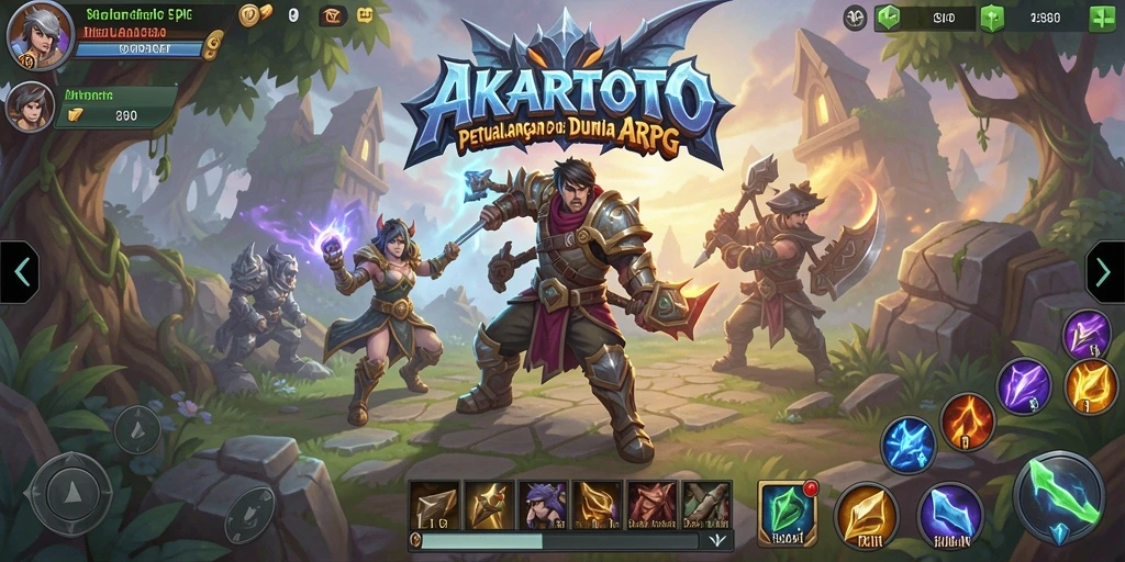 Tangkapan layar gameplay AKARTOTO yang menunjukkan aksi pertempuran seru.