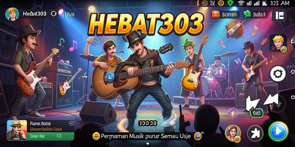 Screenshot HEBAT303 menampilkan momen seru saat bermain musik bersama teman.