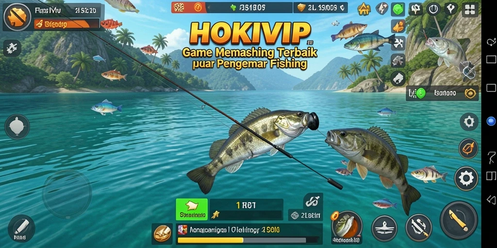 Tampilan gameplay HOKIVIP yang menampilkan aksi memancing yang mendebarkan.