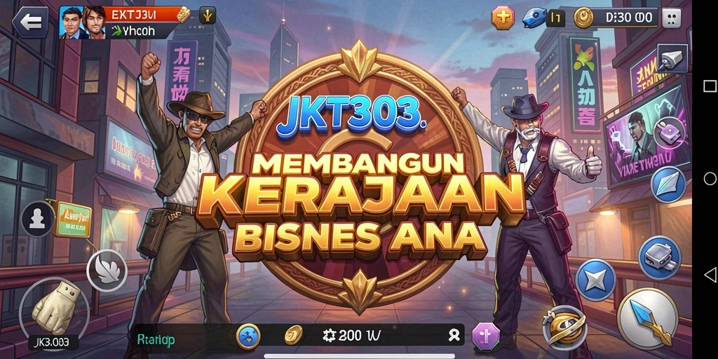 Tampilan gameplay JKT303 saat membangun kerajaan bisnis.