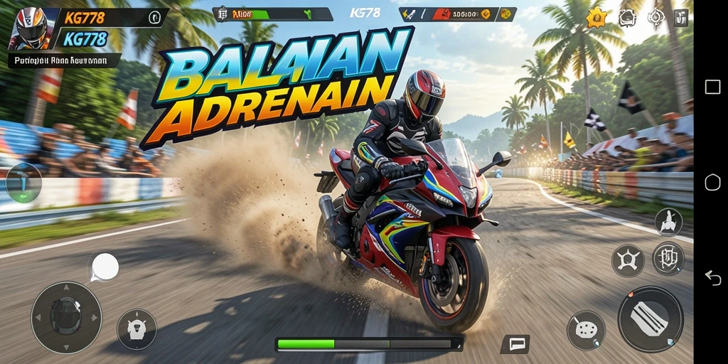 Tampilan gameplay KG778 yang memukau dalam balapan motor.