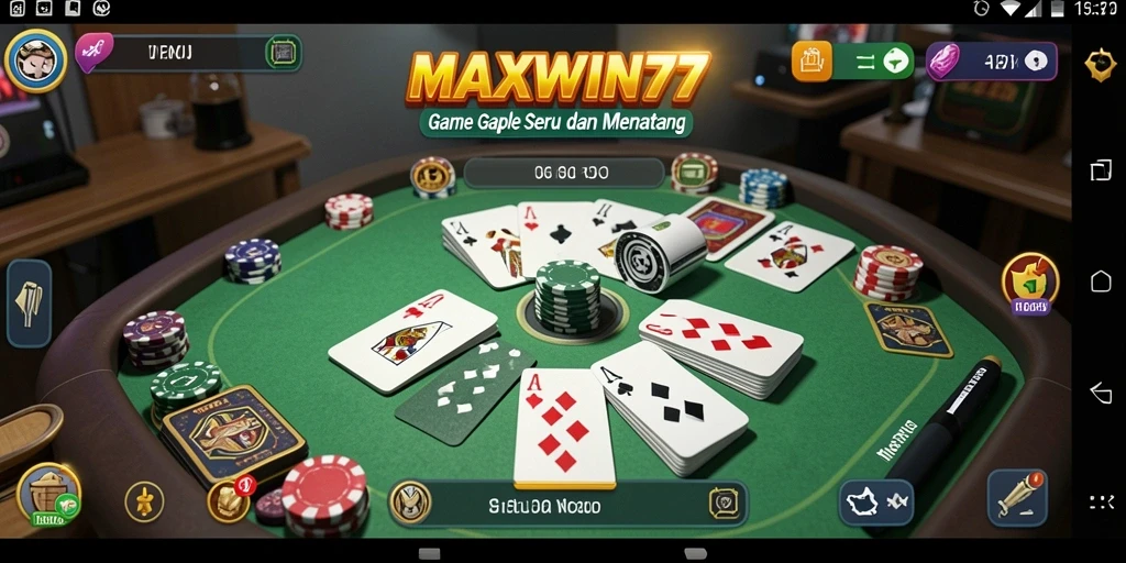 Screenshot gameplay Gaple MAXWIN77 yang seru dan menantang.