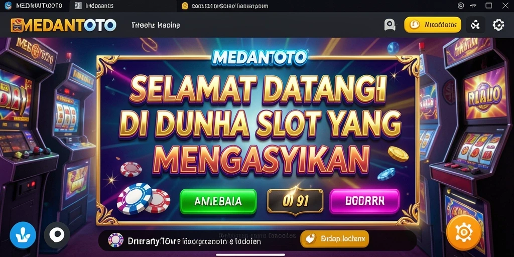 Tampilan utama gameplay MEDANTOTO dengan gulungan Slot yang berputar.