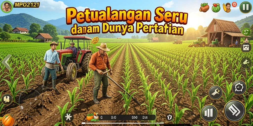 Tampilan menarik gameplay MPO2121 dengan kebun yang subur.