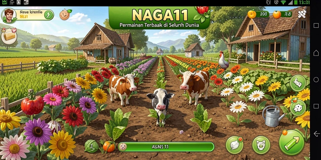 Tampilan gameplay menarik NAGA11 dengan aktivitas pertanian yang seru.