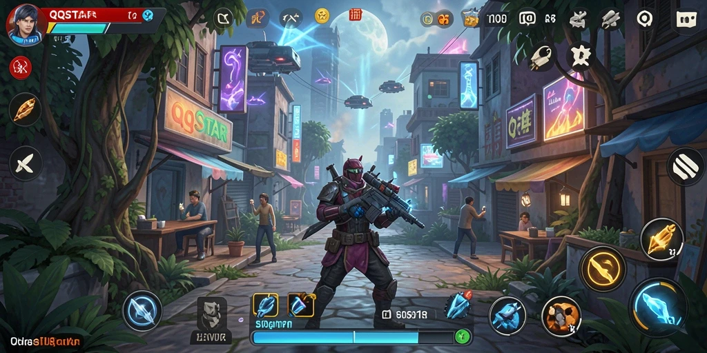 Screenshot menunjukkan gameplay mendalam QQSTAR dengan grafis yang menakjubkan.