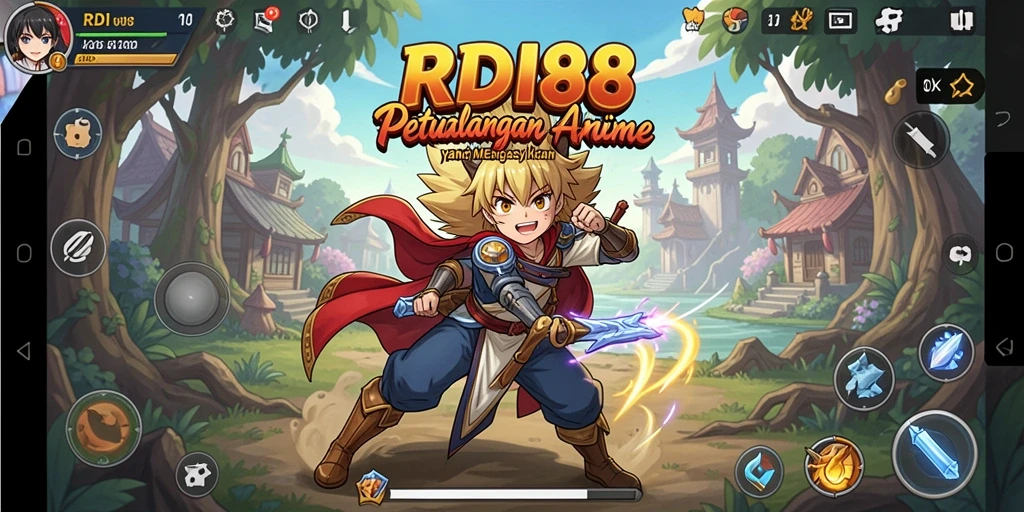 Screenshot utama RDI88 menampilkan karakter anime dalam aksi yang mendebarkan.