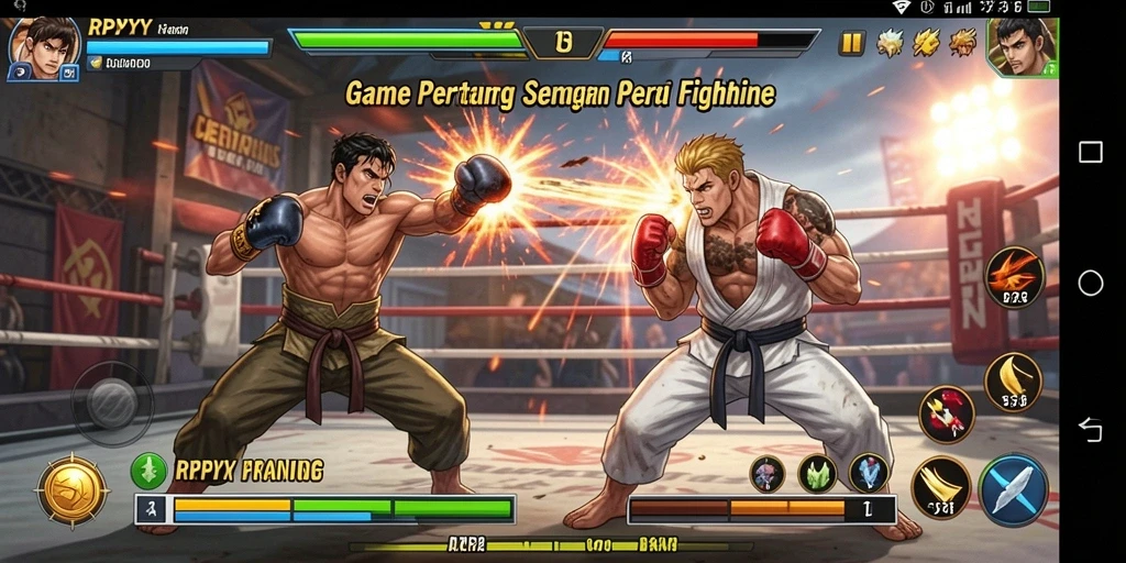 Tampilan gameplay RPYYY yang menegangkan dalam pertarungan Fighting.