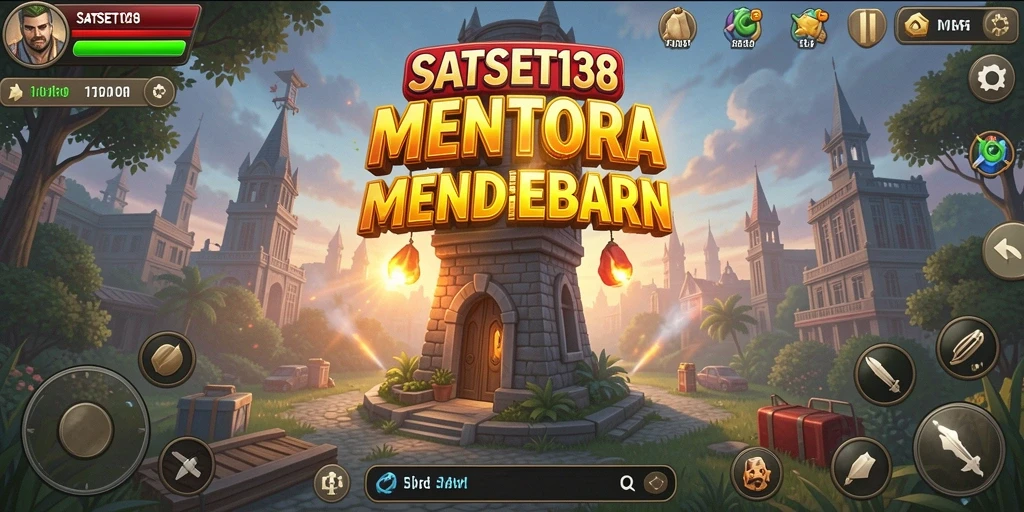 Screenshot menampilkan pertempuran epik dalam SATSET138 Tower Defense.