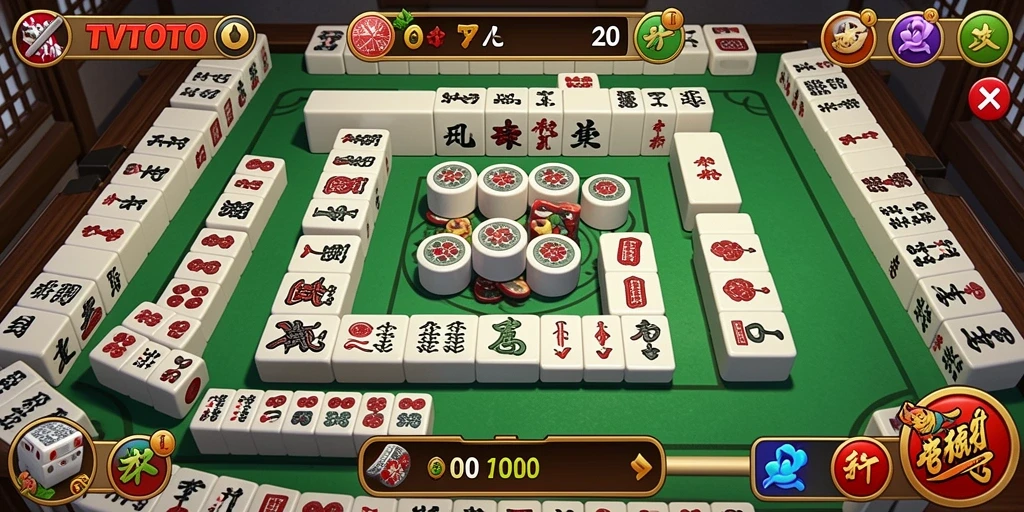 Screenshot gameplay TVTOTO yang menunjukkan tantangan Mahjong yang menarik.